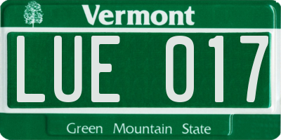 VT license plate LUE017