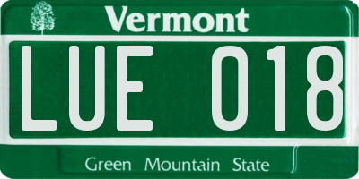 VT license plate LUE018