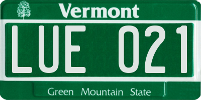 VT license plate LUE021