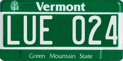 VT license plate LUE024