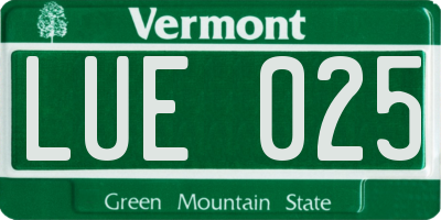VT license plate LUE025
