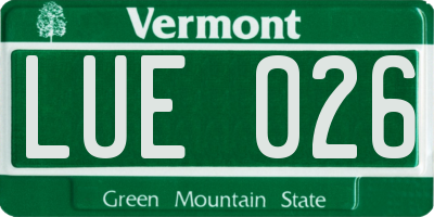 VT license plate LUE026