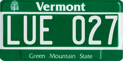 VT license plate LUE027