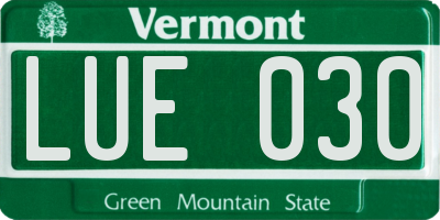 VT license plate LUE030