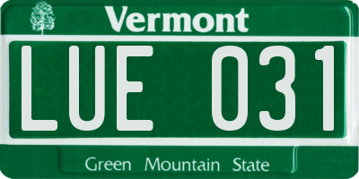 VT license plate LUE031