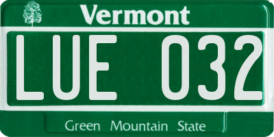 VT license plate LUE032