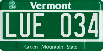 VT license plate LUE034