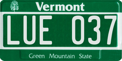 VT license plate LUE037