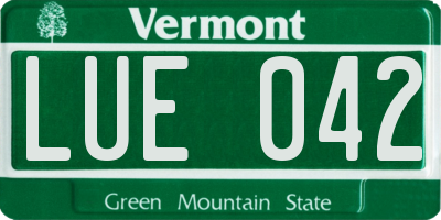 VT license plate LUE042