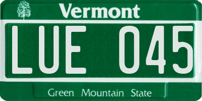 VT license plate LUE045