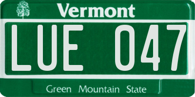 VT license plate LUE047