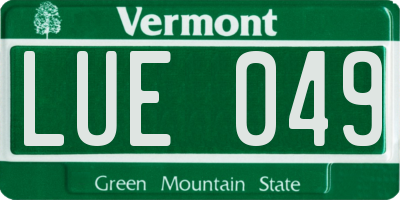 VT license plate LUE049