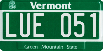 VT license plate LUE051