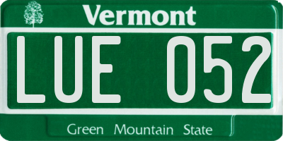 VT license plate LUE052