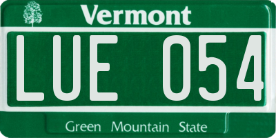 VT license plate LUE054