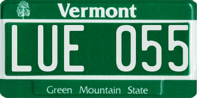 VT license plate LUE055
