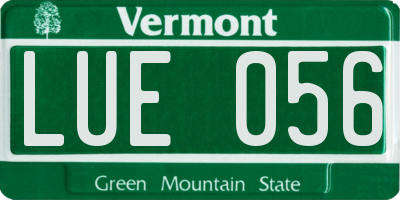 VT license plate LUE056