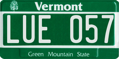 VT license plate LUE057