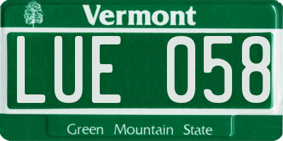 VT license plate LUE058