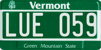 VT license plate LUE059