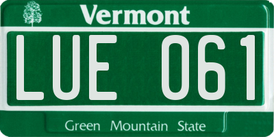 VT license plate LUE061