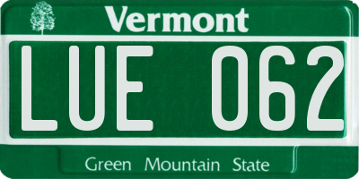 VT license plate LUE062