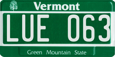 VT license plate LUE063