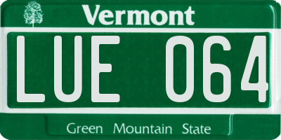 VT license plate LUE064