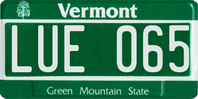 VT license plate LUE065