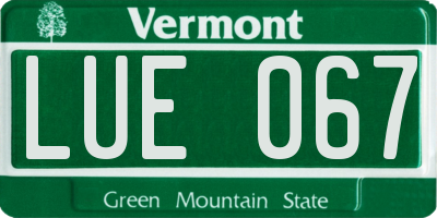 VT license plate LUE067