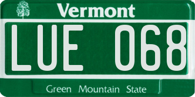 VT license plate LUE068