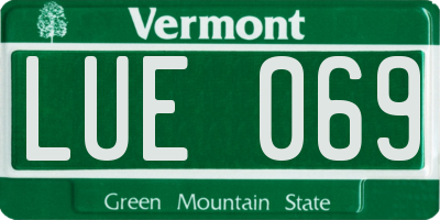 VT license plate LUE069