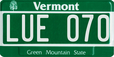 VT license plate LUE070