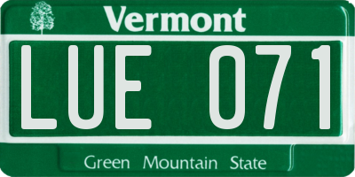VT license plate LUE071