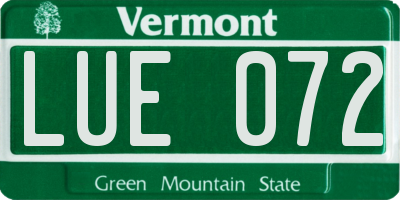 VT license plate LUE072