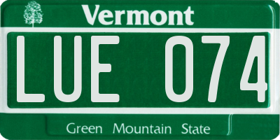 VT license plate LUE074