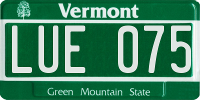 VT license plate LUE075