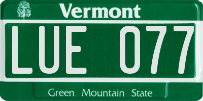 VT license plate LUE077