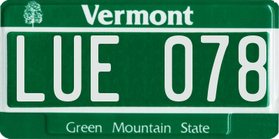 VT license plate LUE078