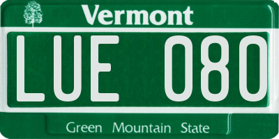 VT license plate LUE080