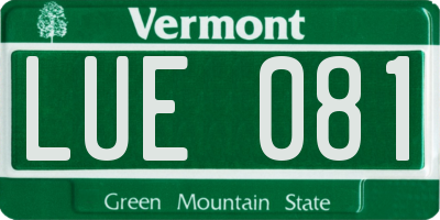 VT license plate LUE081