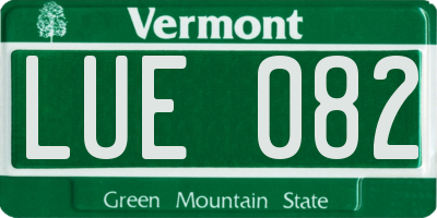 VT license plate LUE082