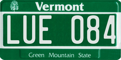VT license plate LUE084
