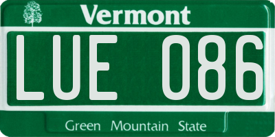 VT license plate LUE086