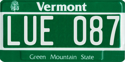 VT license plate LUE087