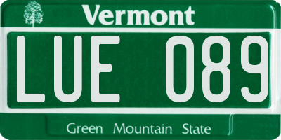 VT license plate LUE089