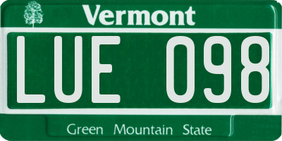 VT license plate LUE098