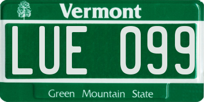 VT license plate LUE099