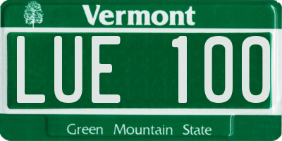 VT license plate LUE100