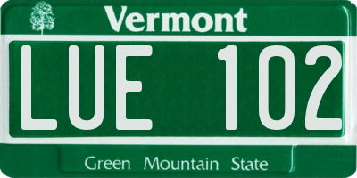 VT license plate LUE102